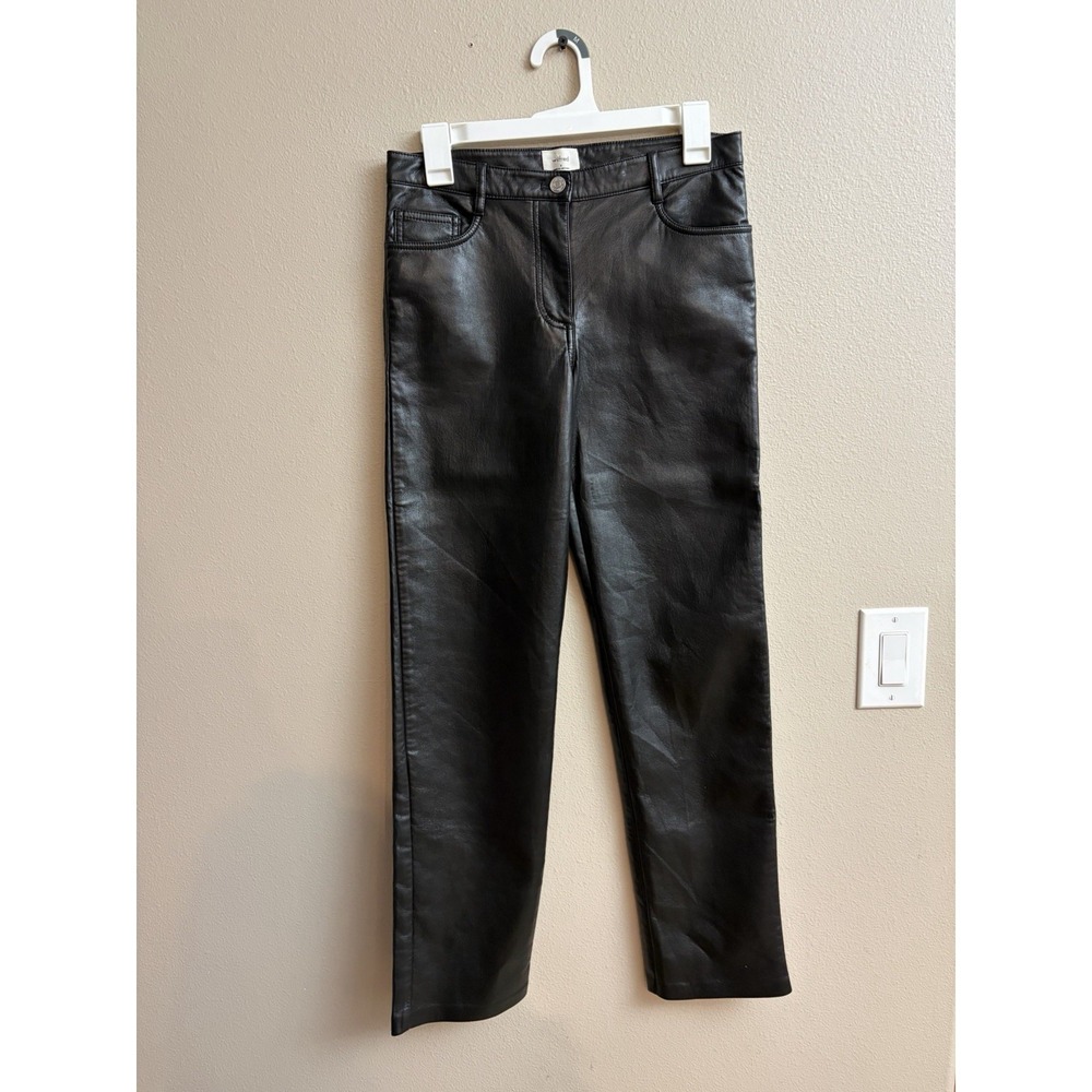Wilfred Melina Vegan Leather Pants 4 Black High Waisted Straight Leg Aritzia